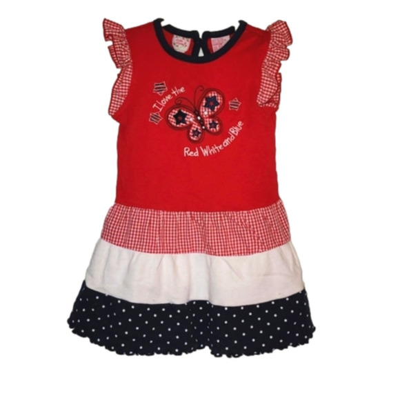 Little LINDSEY Red White and Blue Patriotic Dress - Picture 1 of 7